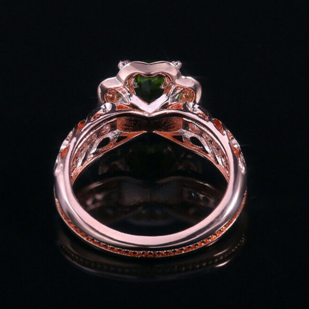 Elegant Rose Gold Round Cubic Zirconia Ring - Picture 6 of 6